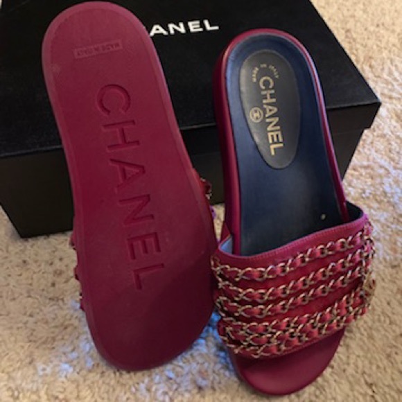 CHANEL Shoes Burgundy Chanel Slides Poshmark